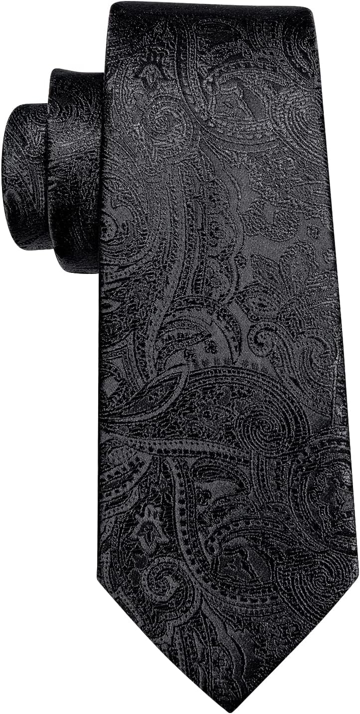 Barry.Wang Store Men Ties Paisley Woven Silk Necktie Set with Pocket Suqare Cufflinks Formal - Image 5